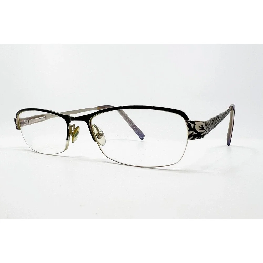 Go Green Eyeglass Frames Womens Black Lipstick Semi-Rimless Patterned 51-17-135